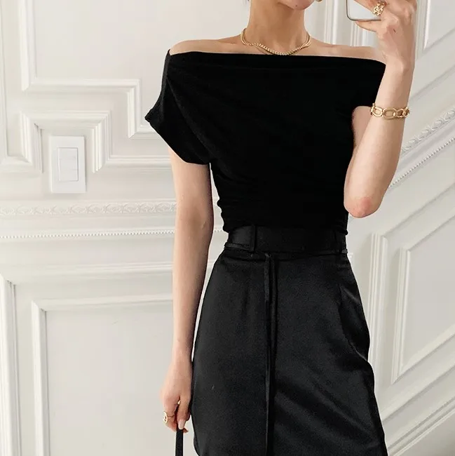 

New Girls Summer Blouse Women Suit Shirt Short Sleeves Tops High Waist Long A Line Skirts Two Piece Suits Sell Separately