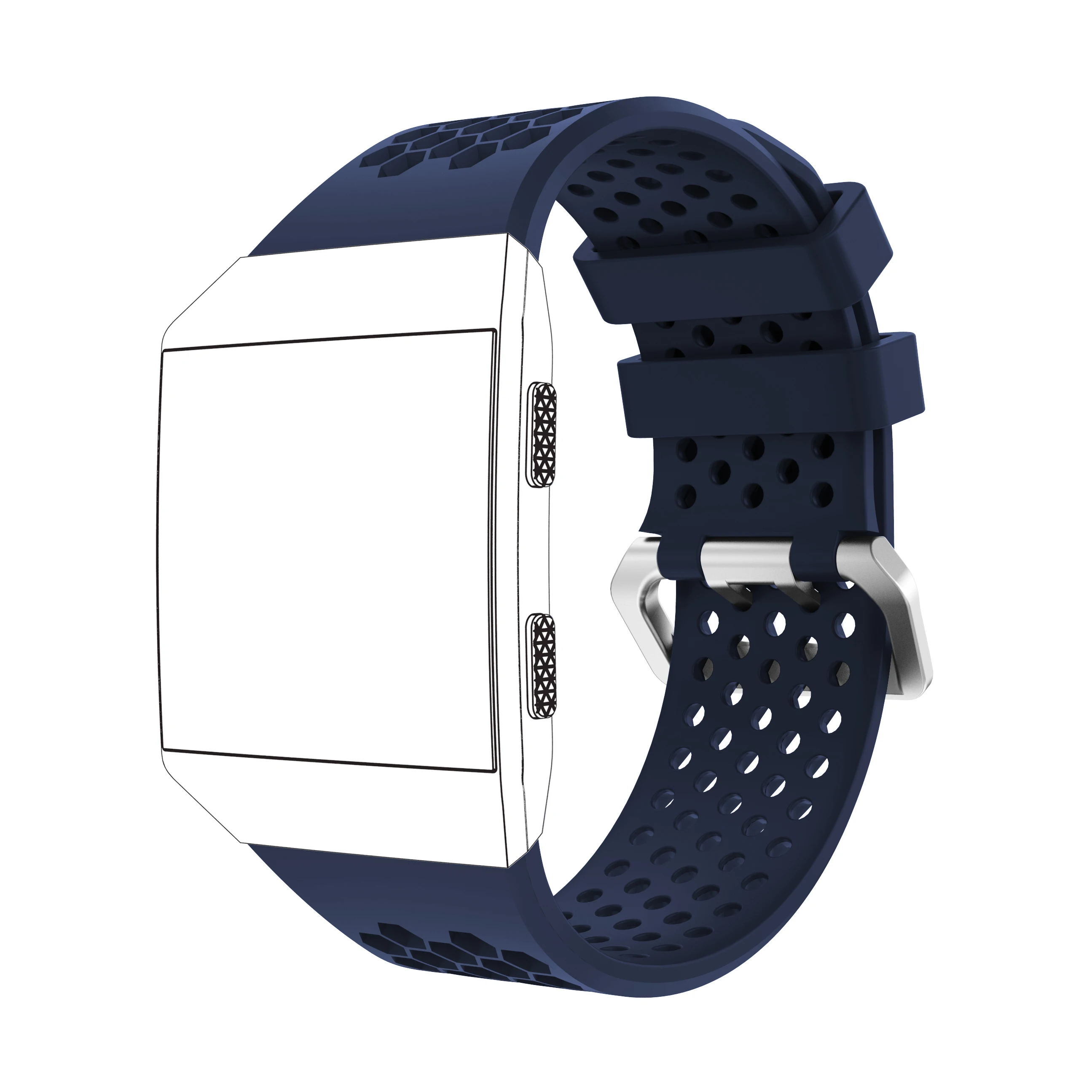 Yayuu совместимый для Fitbit Ionic Смарт-часы мягкий силиконовый ремешок регулируемый ремешок для часов замена спортивный дышащий ремешок - Цвет: Dark blue