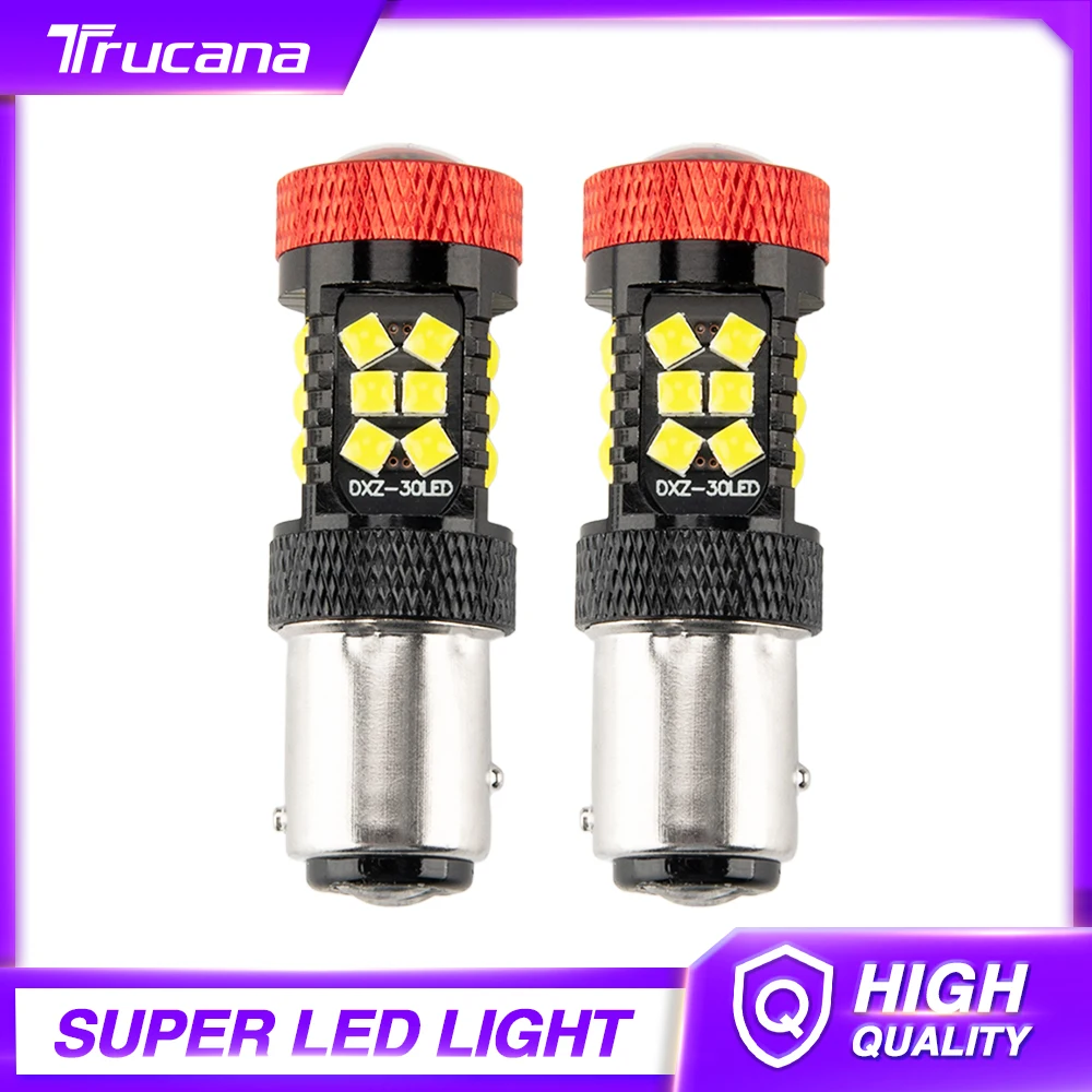 

Trucana 2pcs LED White 1157 BAY15D P21-5W P21W BA15S 1156 30SMD LED Auto Turn Signal Stop Parking DRL Daytime Running Lights 12V
