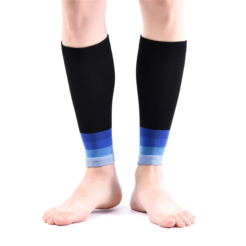 

1 Pair Elastic Compression Socks Simple Sports Non-slip Breathable Calf Cover Unisex Gradient Color Leg Socks 20-30mmHg