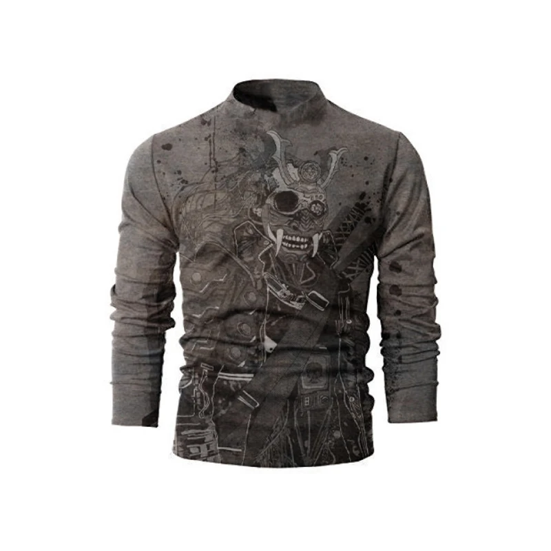 

New men's outdoor quick-drying printed T-shirt loose casual fashion round neck fashion color matching long sleeves