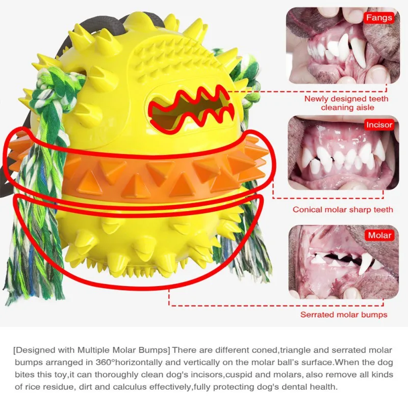 

Pet Dog's Powerful Sucker Molar Teeth Bite Resistant Ball Toy (single Sucker + Single Ball) Blue And Yellow Pet Supplies