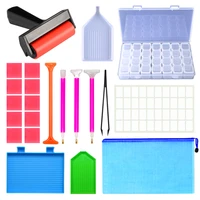 22pcs 5d diy diamond painting accessories storage box sticker glue clay roller bag moasic embroidery tools