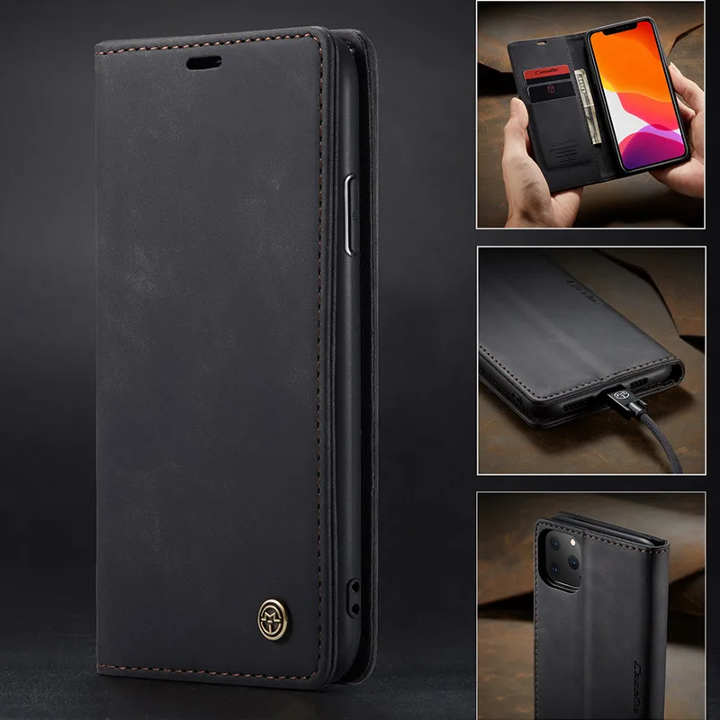 Роскошный кожаный флип-кошелек CaseMe для Iphone 12 11 Pro 7 8 Plus чехол-подставка деловые