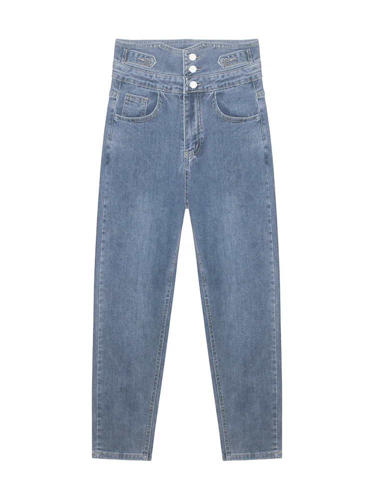 

Autumn 2020 nian Korean-style New Style Fashion High Waist Slimming Slim-Fit Straight-Leg Pants Loose Versatile Harem Jeans