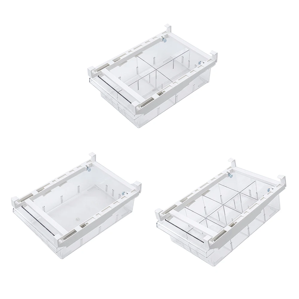 

Kitchen Refrigerator Transparent Organizer Bin Storage Box 1/4/8 Compartments Refrigerator Drawer Fridge Storage Bin Containers