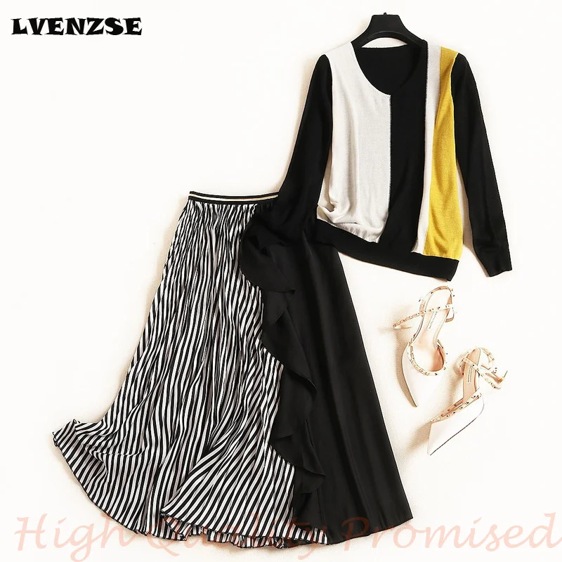 Женский костюм из двух предметов 2019 Осень Зима Новая рубашка топы и юбки с