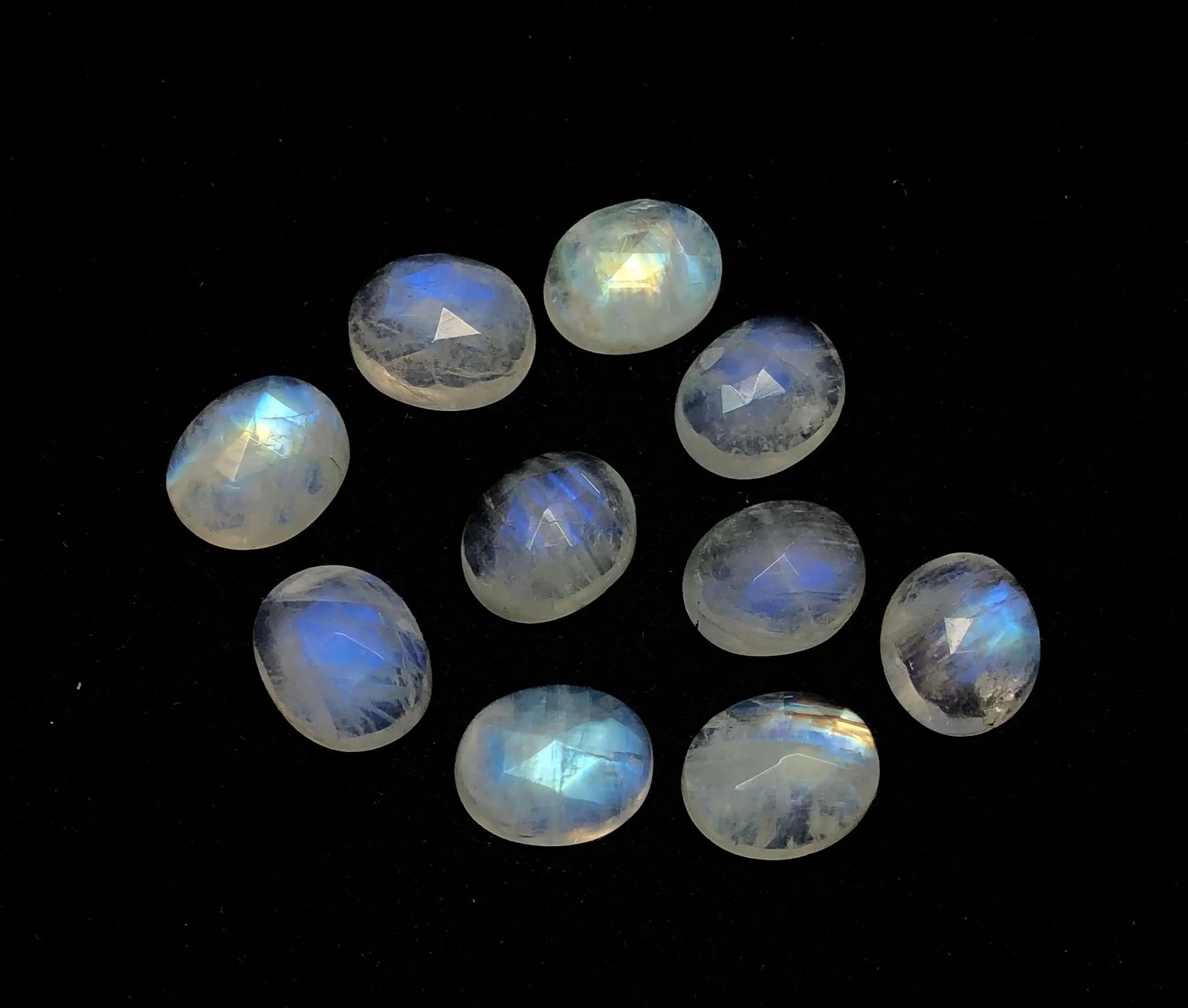Natural Rainbow Moonstone 6X8MM Oval Faceted Cut Loose Gemstone Easy To Set