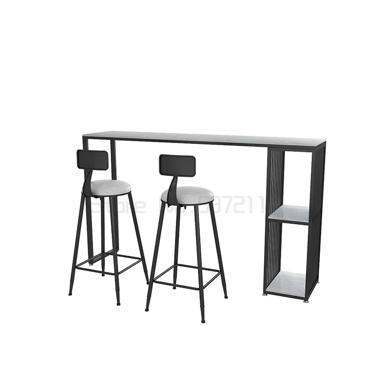 

Nordic marble bar table and chair combination partition household wall light luxury high foot small bar