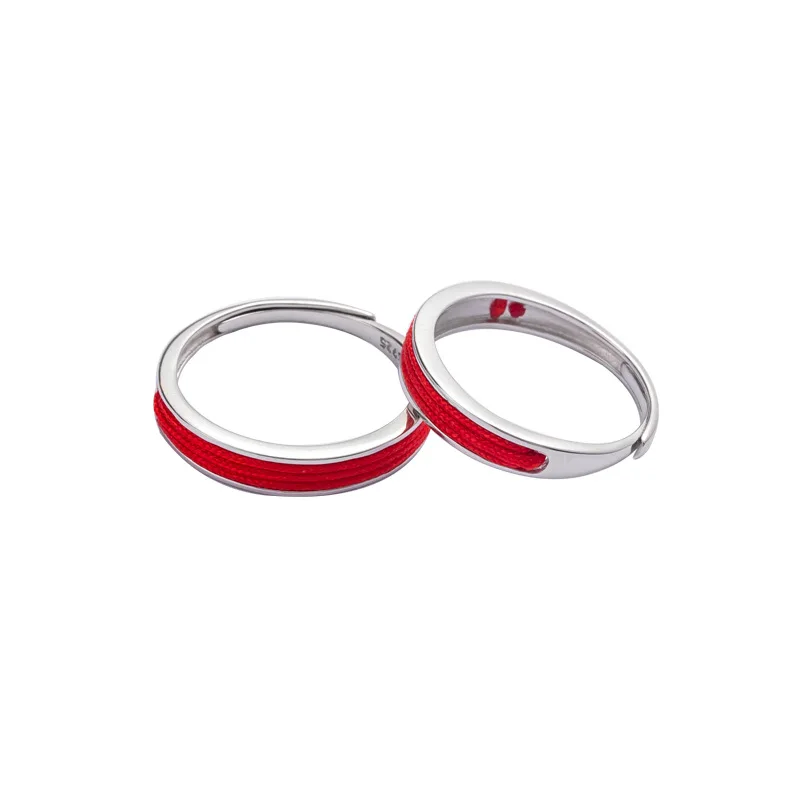

New Fashion Popular Red Line Ring Simple Personality Opening Couple Rings Resizable Opening Rings Couple Jewelry Gifts