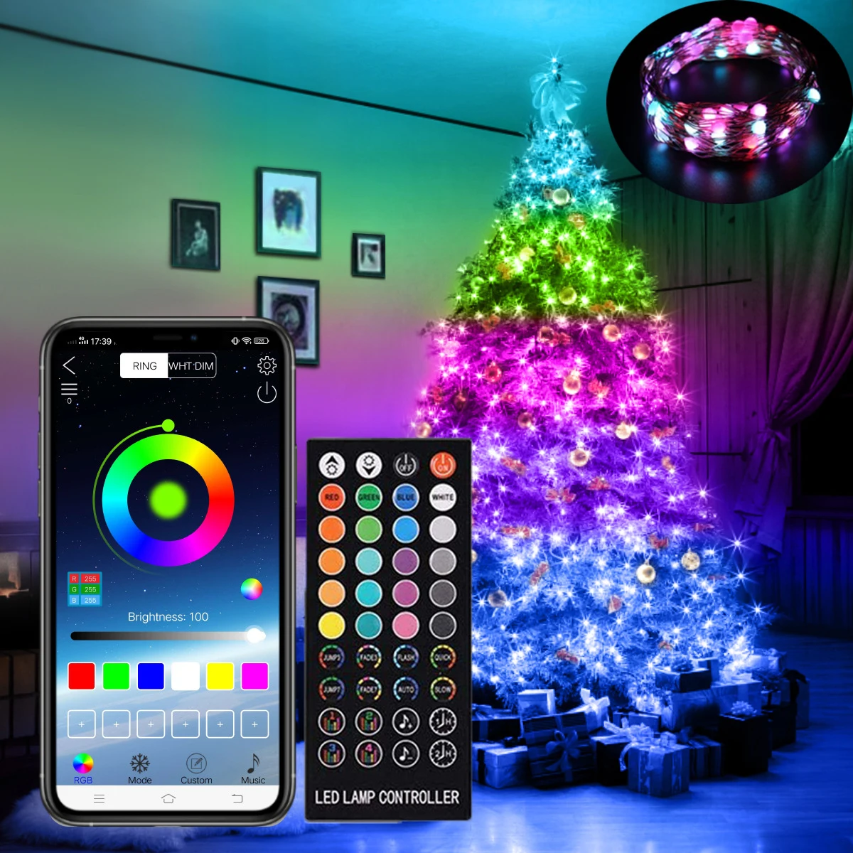 

Smart App Control Fairy Light Outdoor RGB Bluetooth String Lights USB Garland Lamps for Wedding Decoration Holiday Lighting
