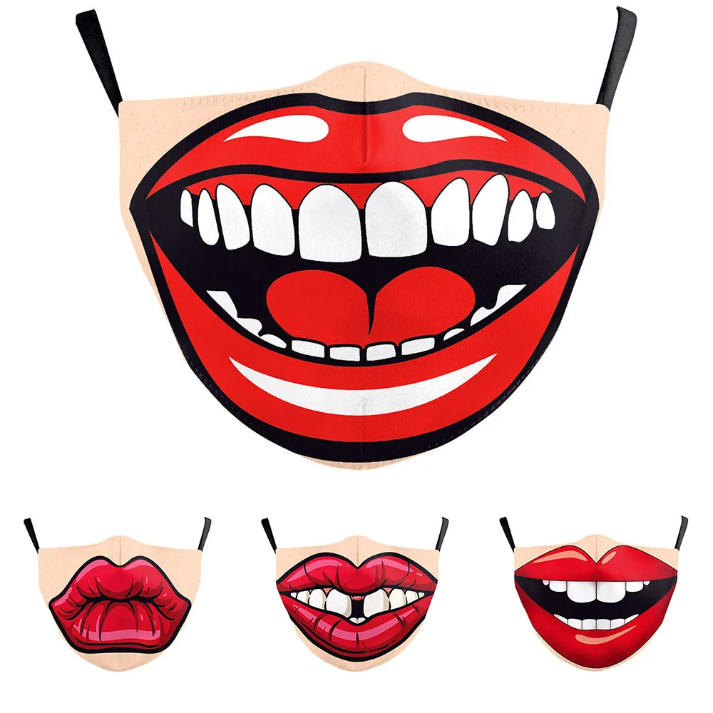 

New Funny Happy Cartoon Mouth Cosplay Women's Men Unisex Masks Face-Sun-Protection Cycling Street Breathable Adult Party Mask