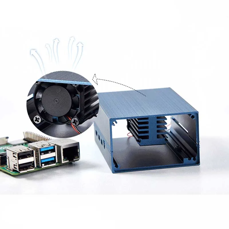 Корпус из алюминиевого сплава с охлаждающей колонкой и вентилятором для Raspberry Pi 4