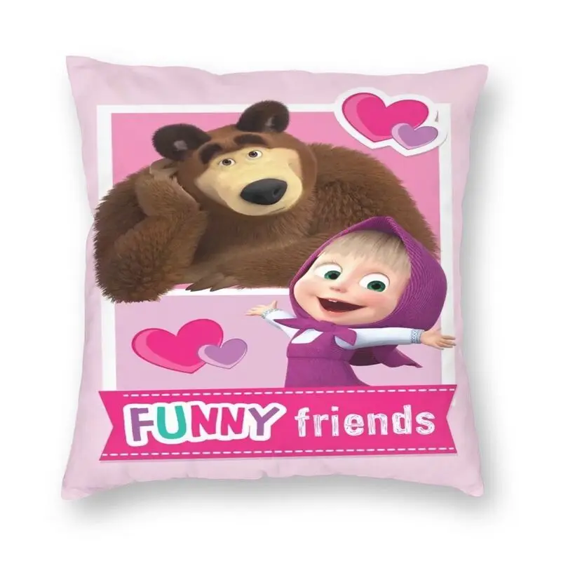 Милый чехол с медведем и забавными друзьями подушка домашний декор популярное