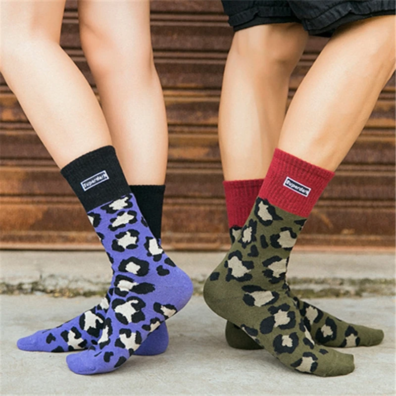 С леопардовым принтом носки для женщин и мужчин осенне-зимняя уличная мода Обувь
