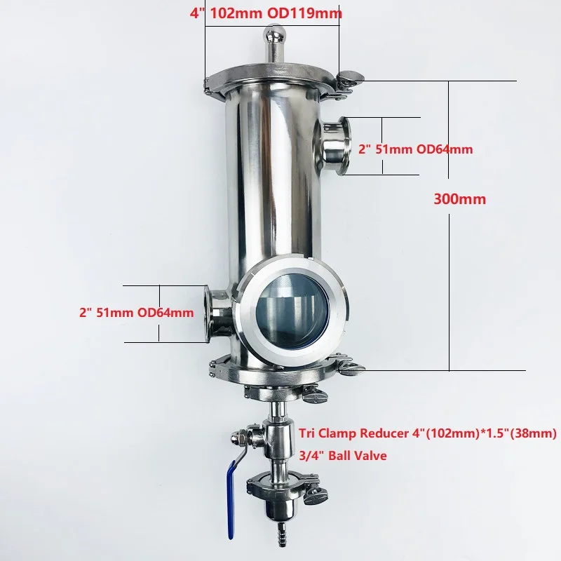 Новый Тип 4 &quot(102 мм) OD119 набор Gin для дистилляции 2 * Боковые порты 2&quot(51 OD64 с