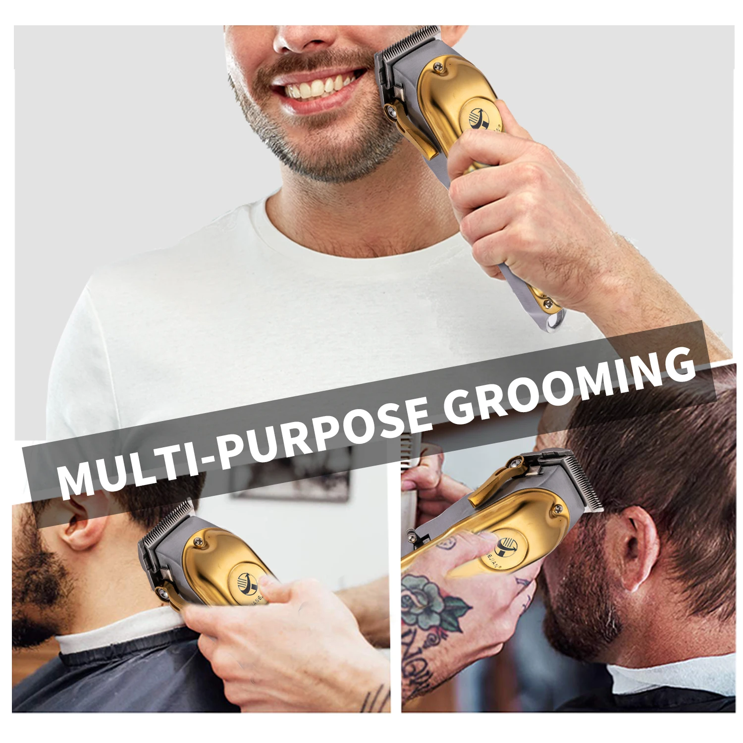 

Fitiger Professional All-Metal Hair Clipper Rrechargeable Electric LED Hair Trimmer Men Cordless Hair Cutting Machine XJ-G21