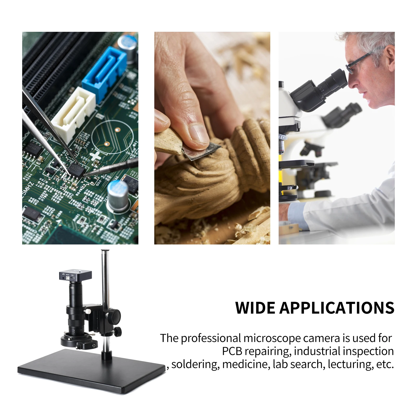 Продажа Цифровой микроскоп 1080P 48 МП HDMI электронная пайка 180X микроскоп камера USB светодиодная кольцесветильник профессиональные ремонтные комплект...