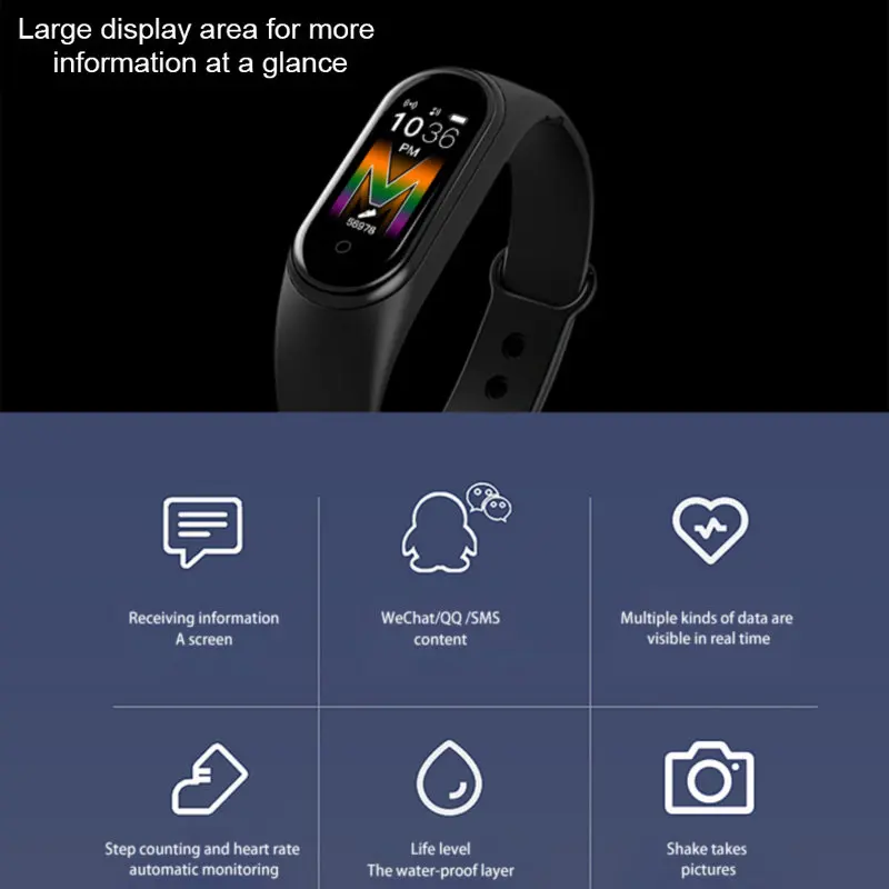 Смарт часы M5 водонепроницаемые с поддержкой Bluetooth пульсометром и