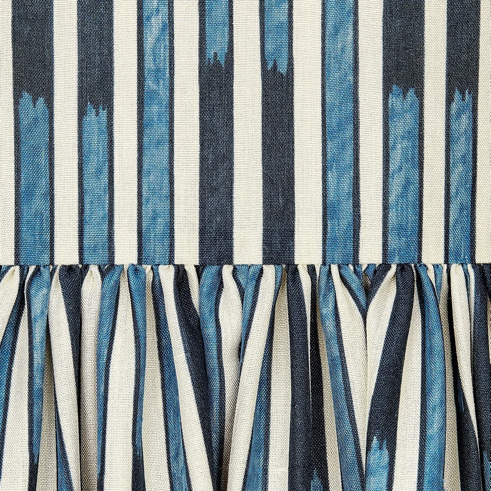 

Big-name summer pure cotton striped 3D printing loose pleated dress 2021New summer ladies fashion belt big swing long dress XL