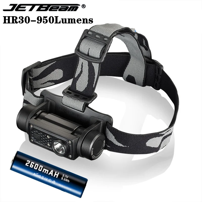 

JETBeam HR30 CREE Headlamps SST40 N5 LED Flashlight with USB Cable with 18650 2600mAH Battery for Hiking, Climbing, Camping