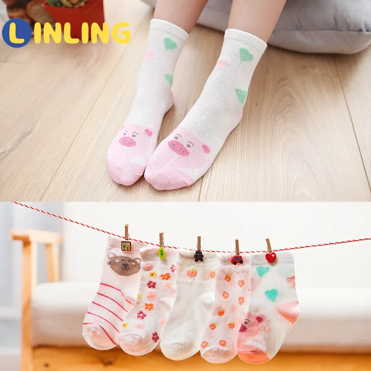 

LINLING Fashion Ultrathin Mesh Socks.For 1-12 Years Children Socks Gifts 5 Pairs/lot Spring Summer New Kids Cotton Socks P168