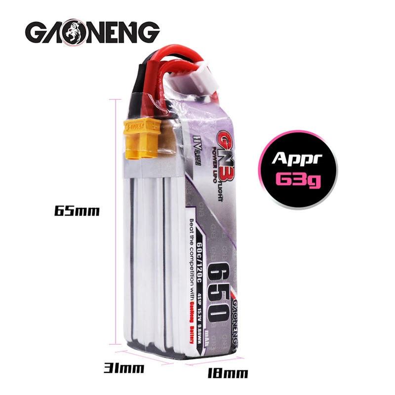 5 шт./компл. Gaoneng GNB 4S HV Lipo Батарея 650 мА/ч 15 2 V 60C/120C с XT30 разъем для Beta85X Whoop