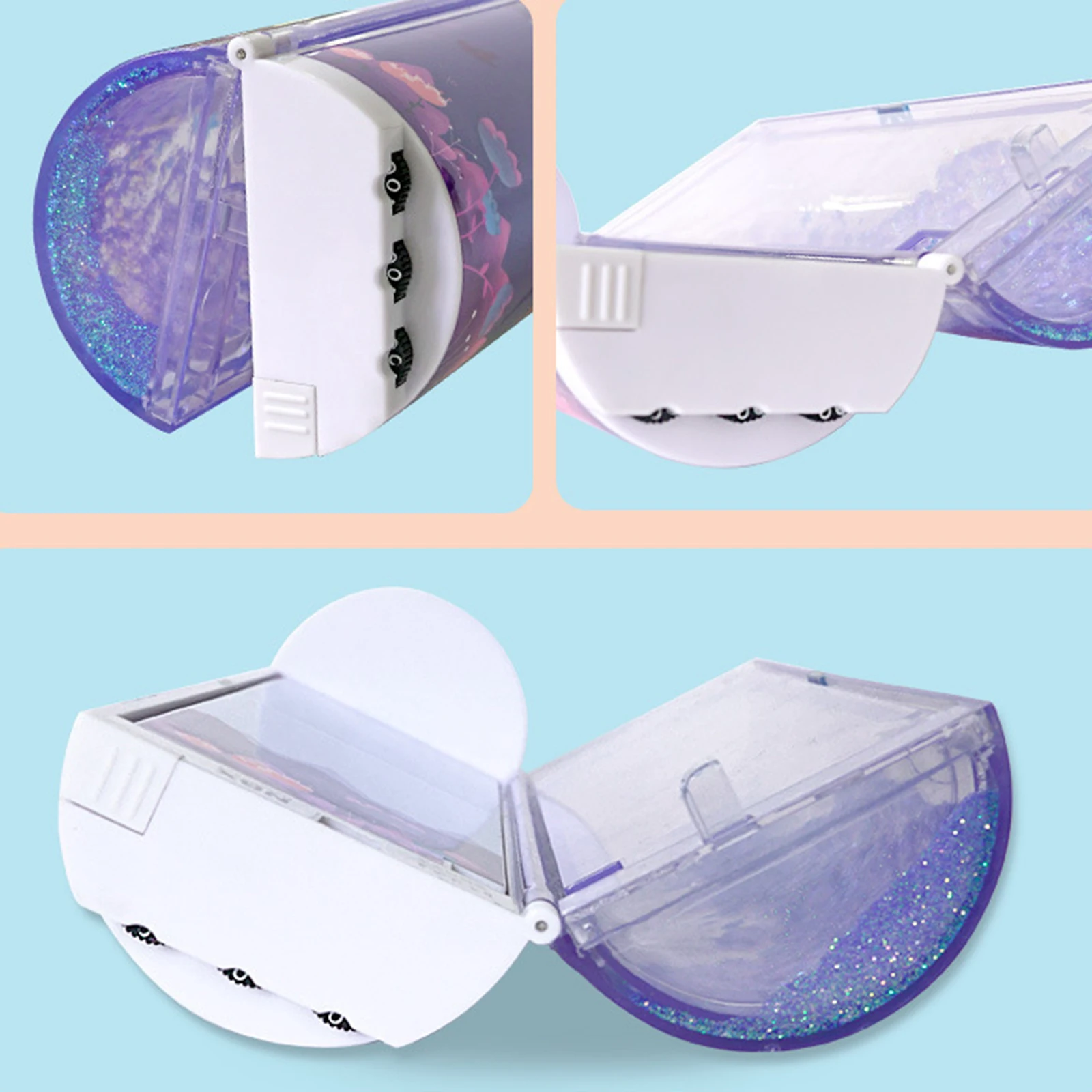 

Liquid Quicksand Stationery Box Translucent Multi Functional Case with Mechanical Lock Cylindrical School Pen Organizer