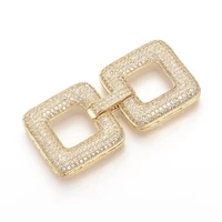 2pcs brass micro pave cubic zirconia square fold over clasps for diy jewelry findings accessories handmade making mixed color