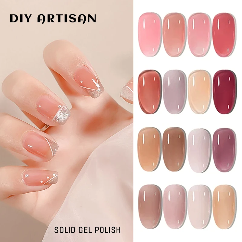 

DA Solid UV Nail Gel Polish Clear Nail Varnish Mousse Soak off UV LED Gel Semi-Permanent Varnish Jelly Nude Color Nail Art 10ML