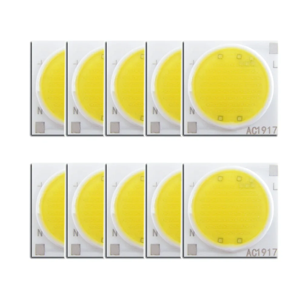 

10pcs a lot Ceramics Base LED COB Chip 12w 15w 20w 30w 50w AC220V 3w 5w 7w 9w LED Diode For Spotlight Downlight DIY Repair Parts