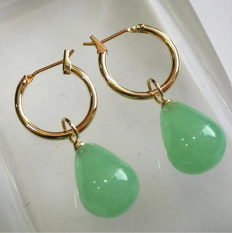 723&gt Простые Ювелирные изделия Золотой Металл + капли воды светло зеленый 12*16 мм