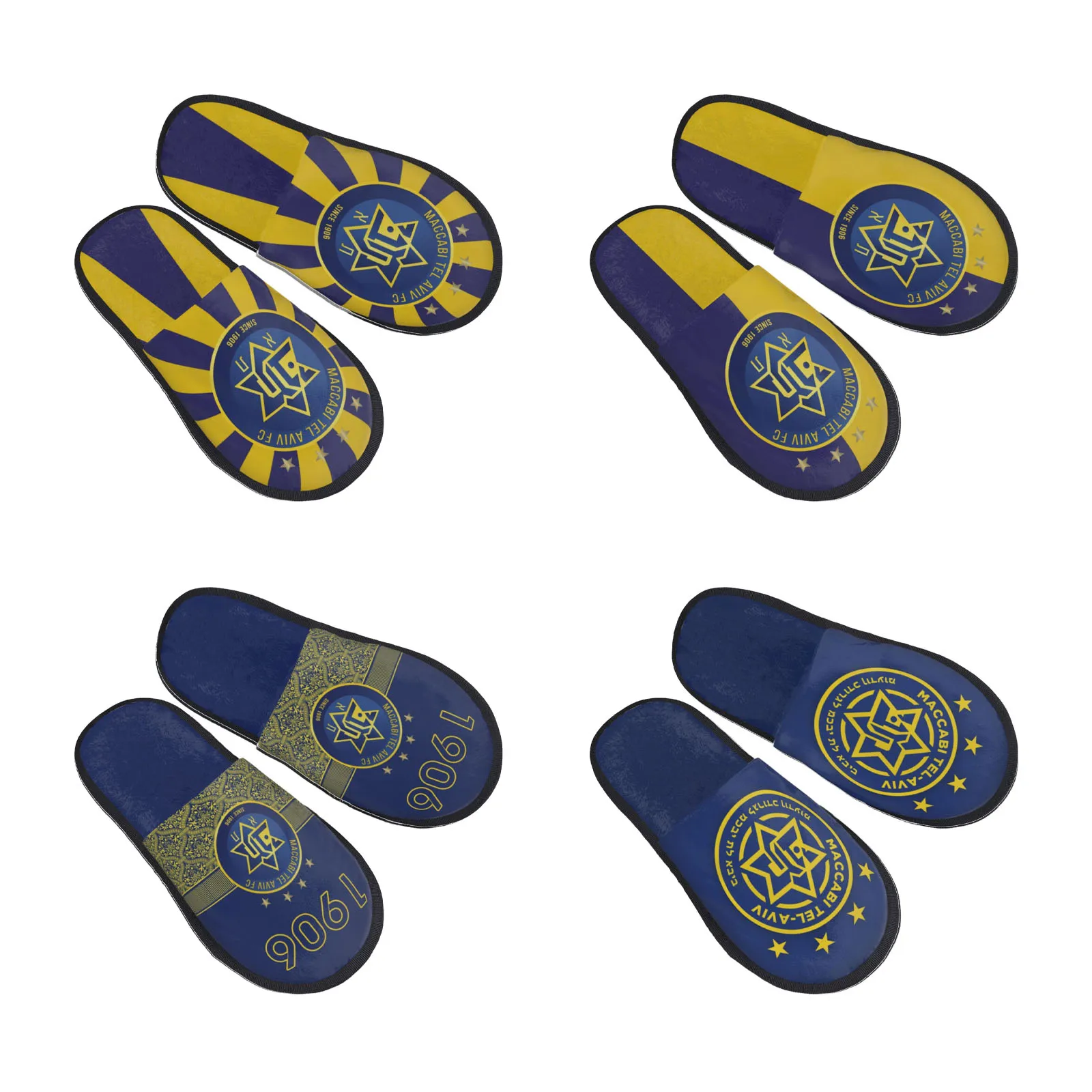 

Israel Maccabi Tel Aviv Fc Women and Men Slipper Fluffy Soft Plush Warm House Shoes Anti-Skid Cozy Plush