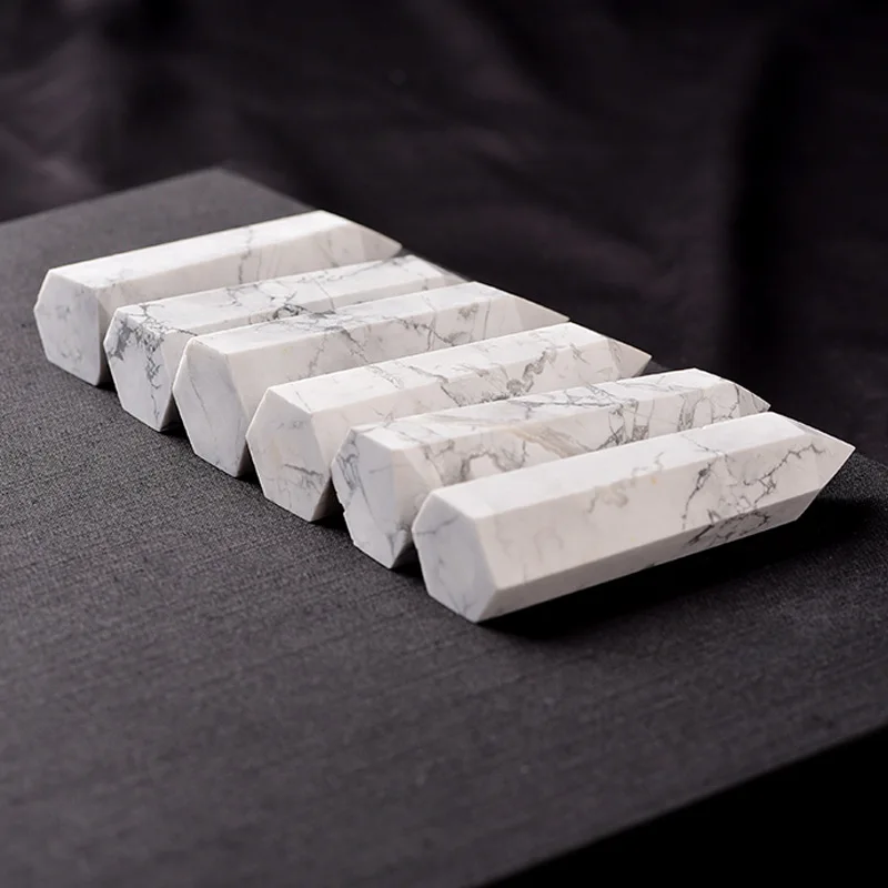 

Natural Stone Column White Howlite Natural Healing Crystal Quartz Decoration Gift Point Mineral Ornament Healing Wand DIY Gift