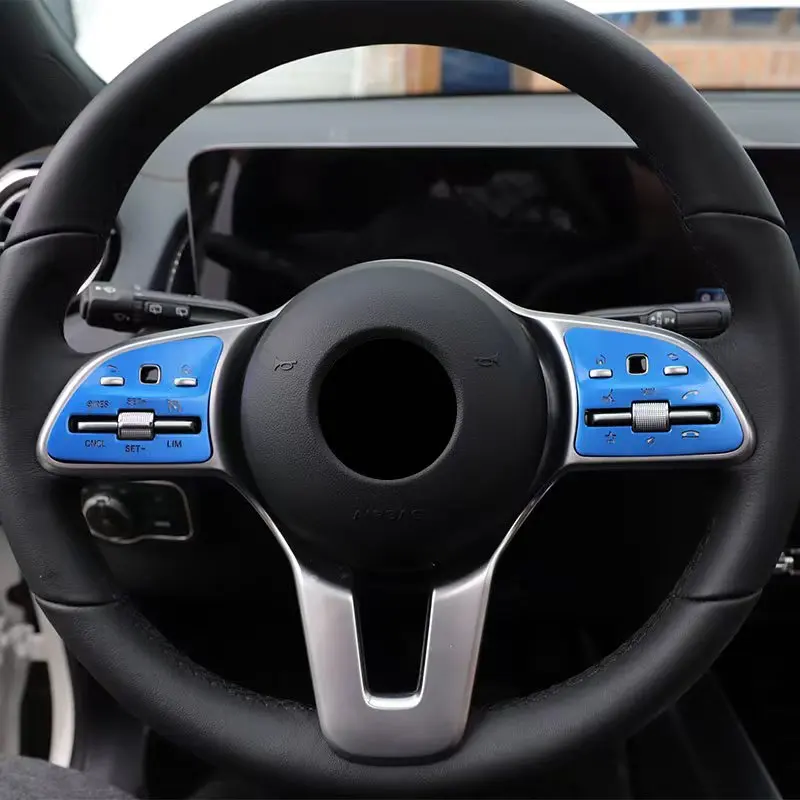 

For Mercedes Benz A B C E CLA GLE GLC CLS GLS GLB Class W177 W205 W213 C118 W167 Car Sticker Steering Wheel Button Trim Cover