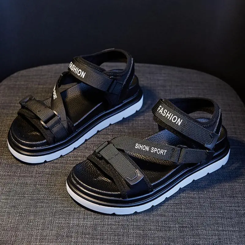 

SWYIVY Lycra Platform Sandals Women 2020 Flat Shoes Woman Sandale Femme Thick Bottom Women Shoes Hook Loop Sandals Woman Solid