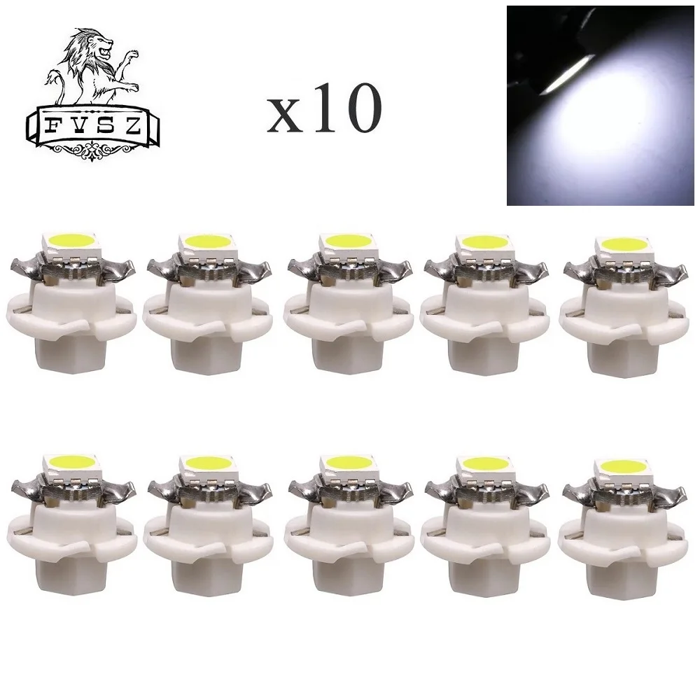 

10Pcs T5 LED BX8.4D 5050 SMD Auto Instrument Light Indicator Control Desk Lamp The Dashboard Display Bulb White DC-12V