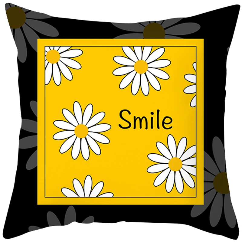 

LuanQI Daisy Pillowcase 45x45cm 17.3'' Cushion Cover Yellow Flower Printed Pillow Cover Kids Favor Home Decor Slipcover Cushion