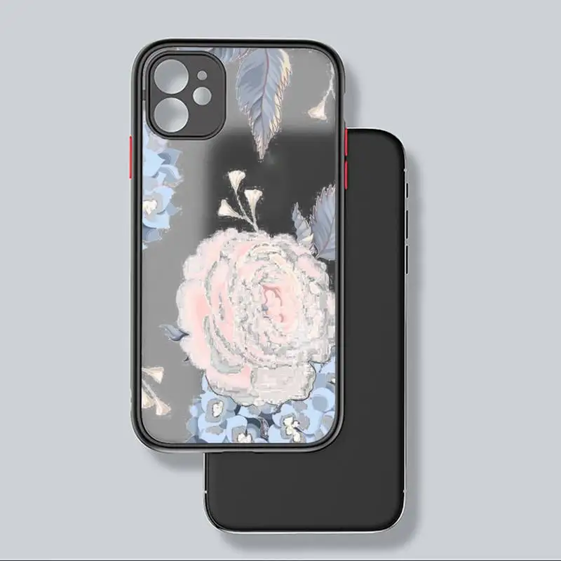 

flower rose daisy leaf pattern Phone Case Matte Transparent for iPhone 7 8 11 12 s mini pro X XS XR MAX Plus coque
