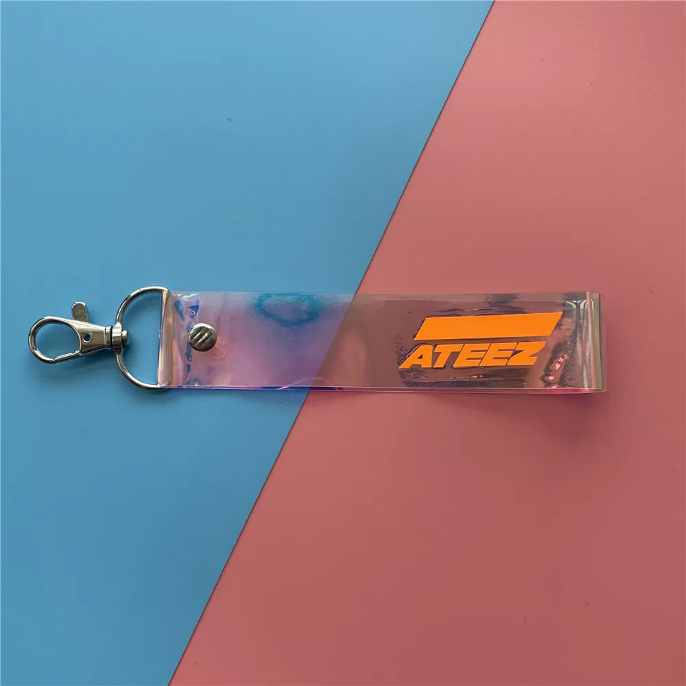 

ATEEZ PVC Letter Laser Key Chain Rope ATINY Key Ring Lanyard YUNHO