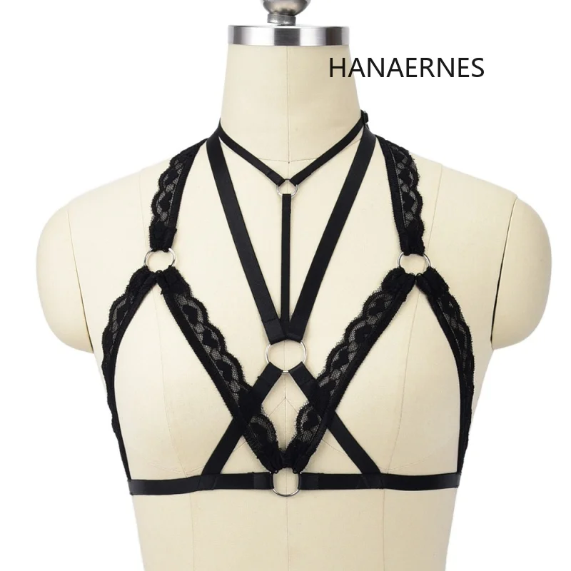 

Women Sexy Lingerie Hollow Cage Body Lace Harness Bra Bandage Push Up Crop Top Bustier Underwear Bondage Lingerie Goth Clothes