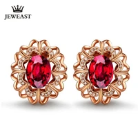lszb natural red tourmaline 18k pure gold earring real au 750 solid gold earrings diamond trendy fine jewelry hot sell new 2020