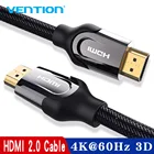 Высокоскоростной кабель Vention, 2 м, 10 м, 15 м, 4K, 60 Гц, HDMI-HDMI, 2,0 позолоченный шнур для UHD FHD 3D Xbox PS3 PS4 TV