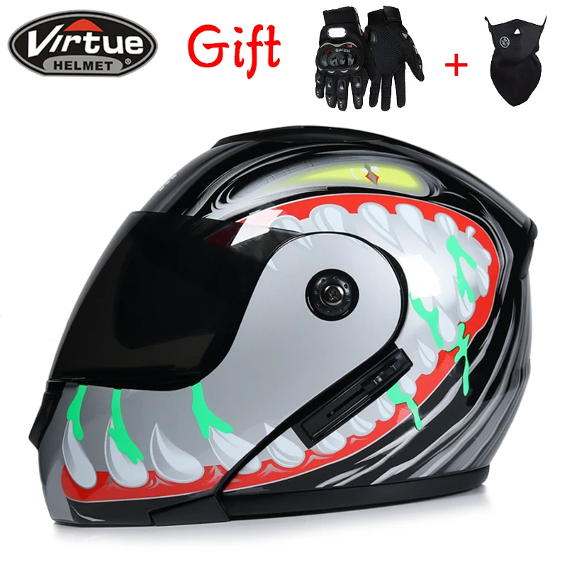 Бесплатная доставка модульный откидной шлем с двойным козырьком мотоциклетный