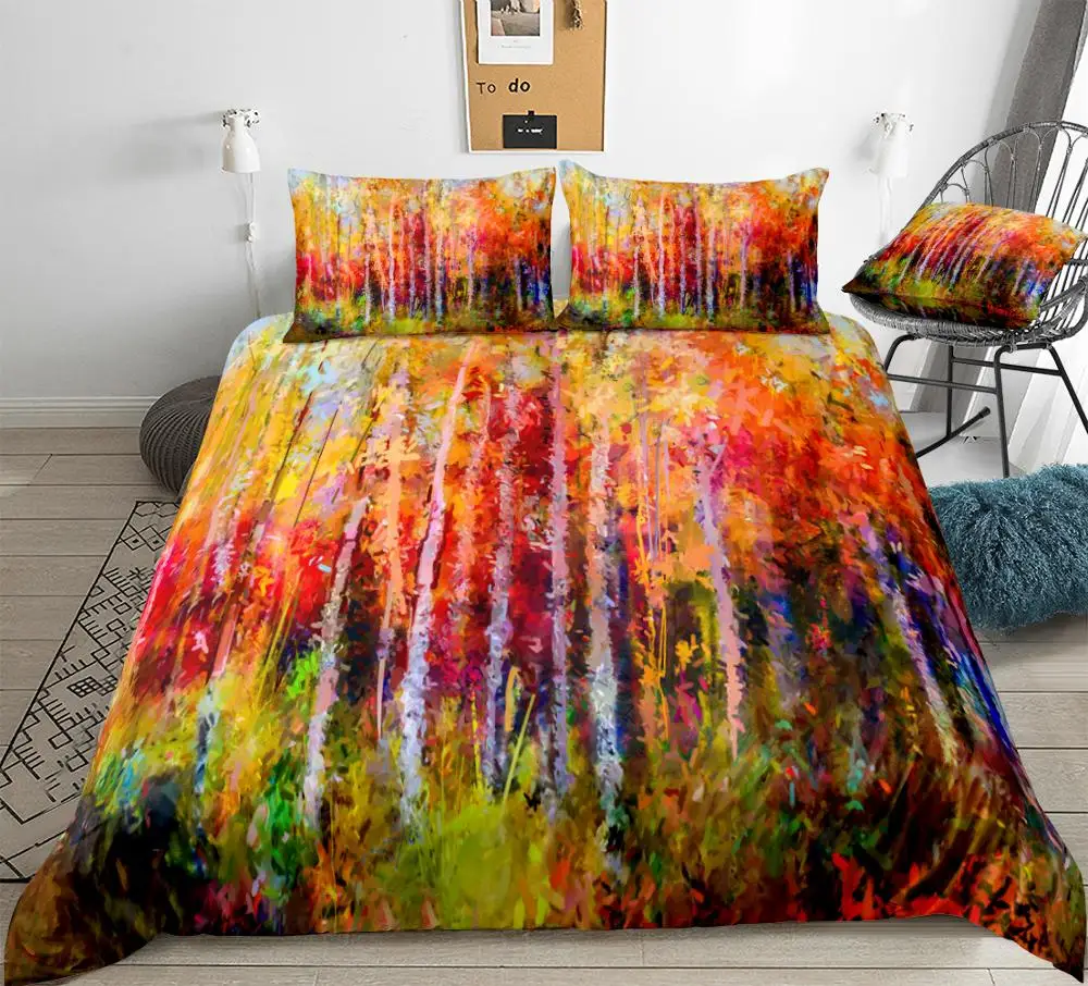 Кленовые деревья Комплект постельного белья осенние листья постельное белье