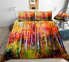 Кленовые деревья, Комплект постельного белья, осенние листья, постельное белье, абстрактная картина маслом, домашний текстиль, золото, оранжевый, постельное белье, красочные детские кровати, набор