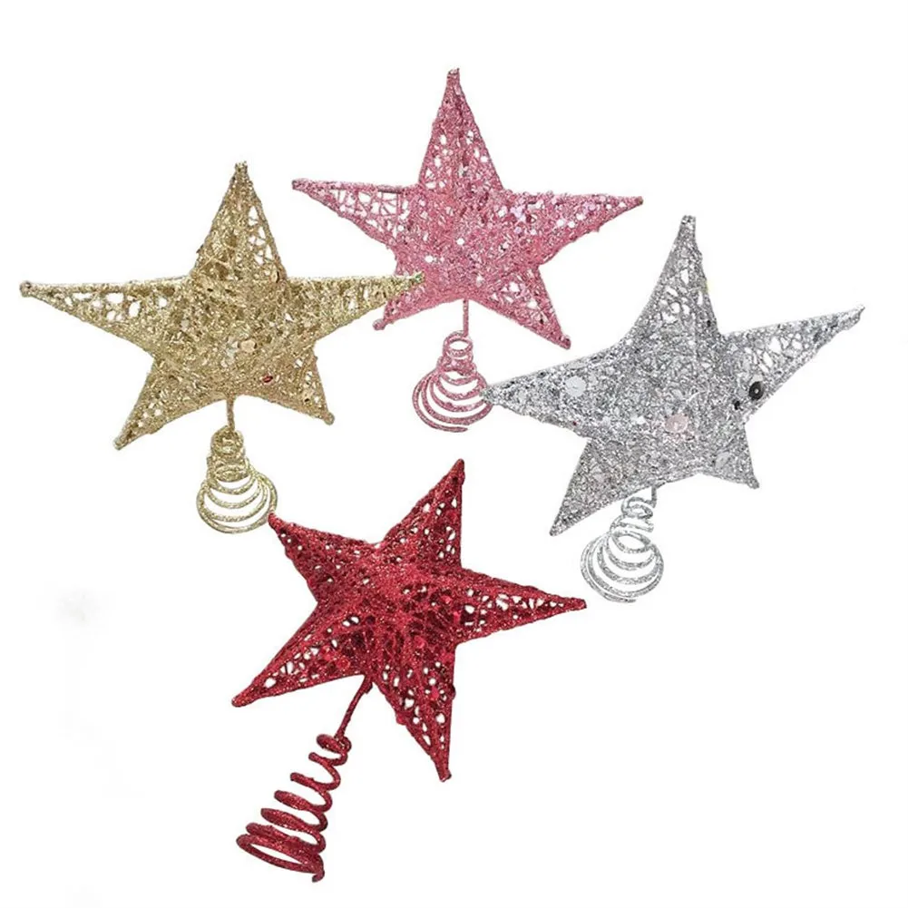 

25cm Christmas Decorations Five-Pointed Star Christmas Tree Top Pendant For Home Decor Xmas Party Supplies New Year 2022