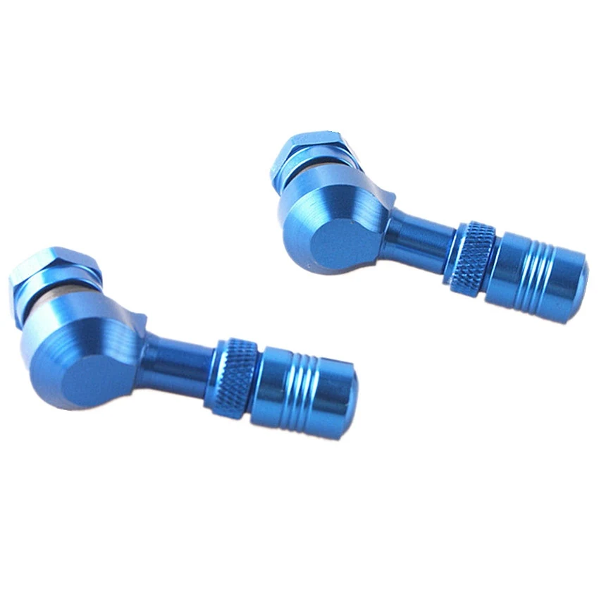 

Angled Tire Tire Valve Stem Adapter Cover 90/83 Degree Universal for Motorcycle fit BMW Blue Aluminum