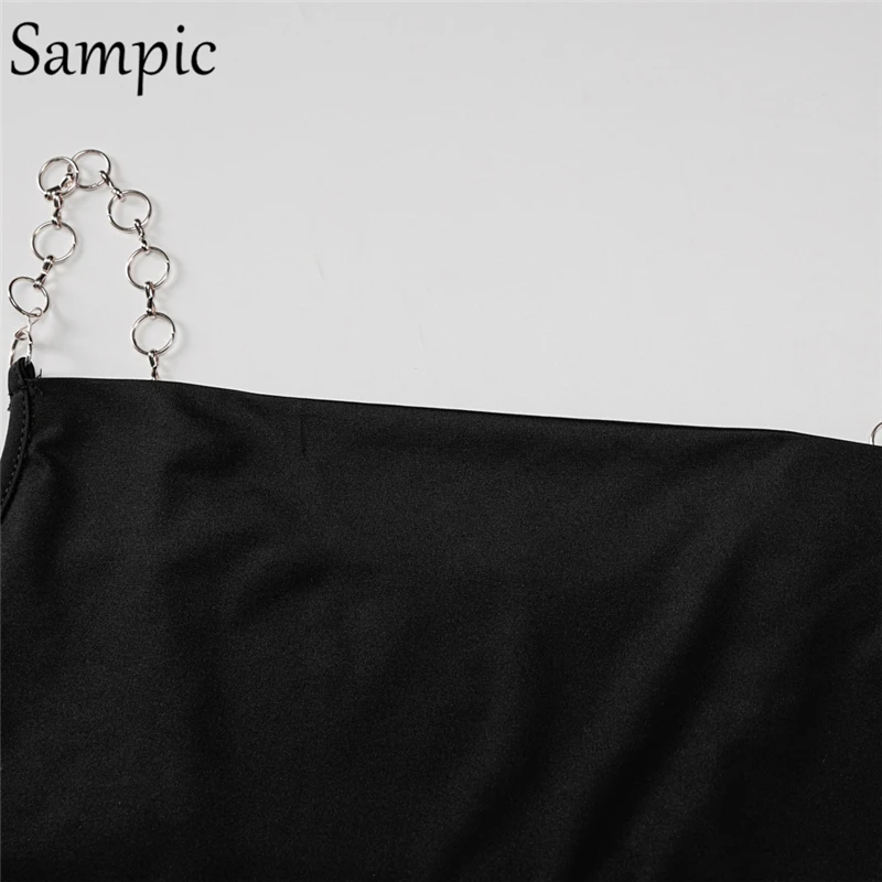 

Sampic Sexy Club Strap Chain Skinny Bodysuit Women Black Tops Fashion Short Thong Bodysuit Romper Overalls 2021 Summer