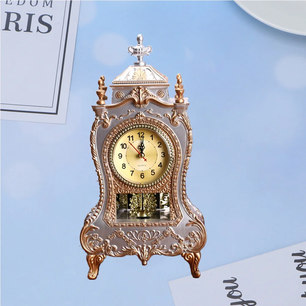 

1Pc Creative European Style Desk Clock Fashionable Decorative Table Clock Without Battery Archaistic Clock Decor Musical Time Be